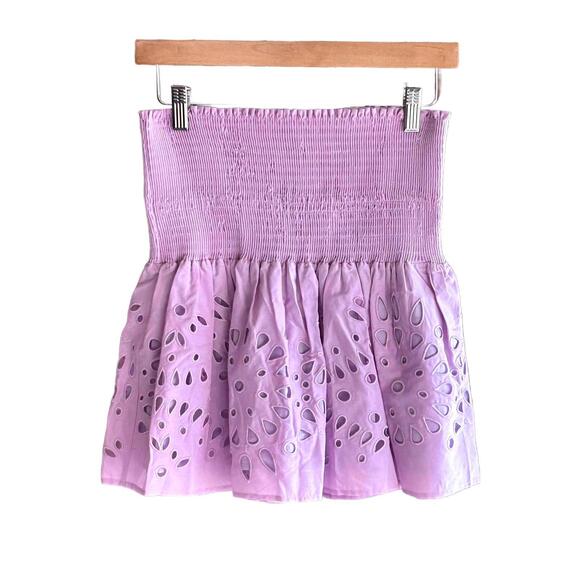 Thakoon Dresses & Skirts - NWT Thakoon Womens Mini Skirt Size 4 Purple Smocked Eyelet Cottagecore